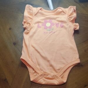 Garanimals Coral Bodysuit with Flower and Love Graphic